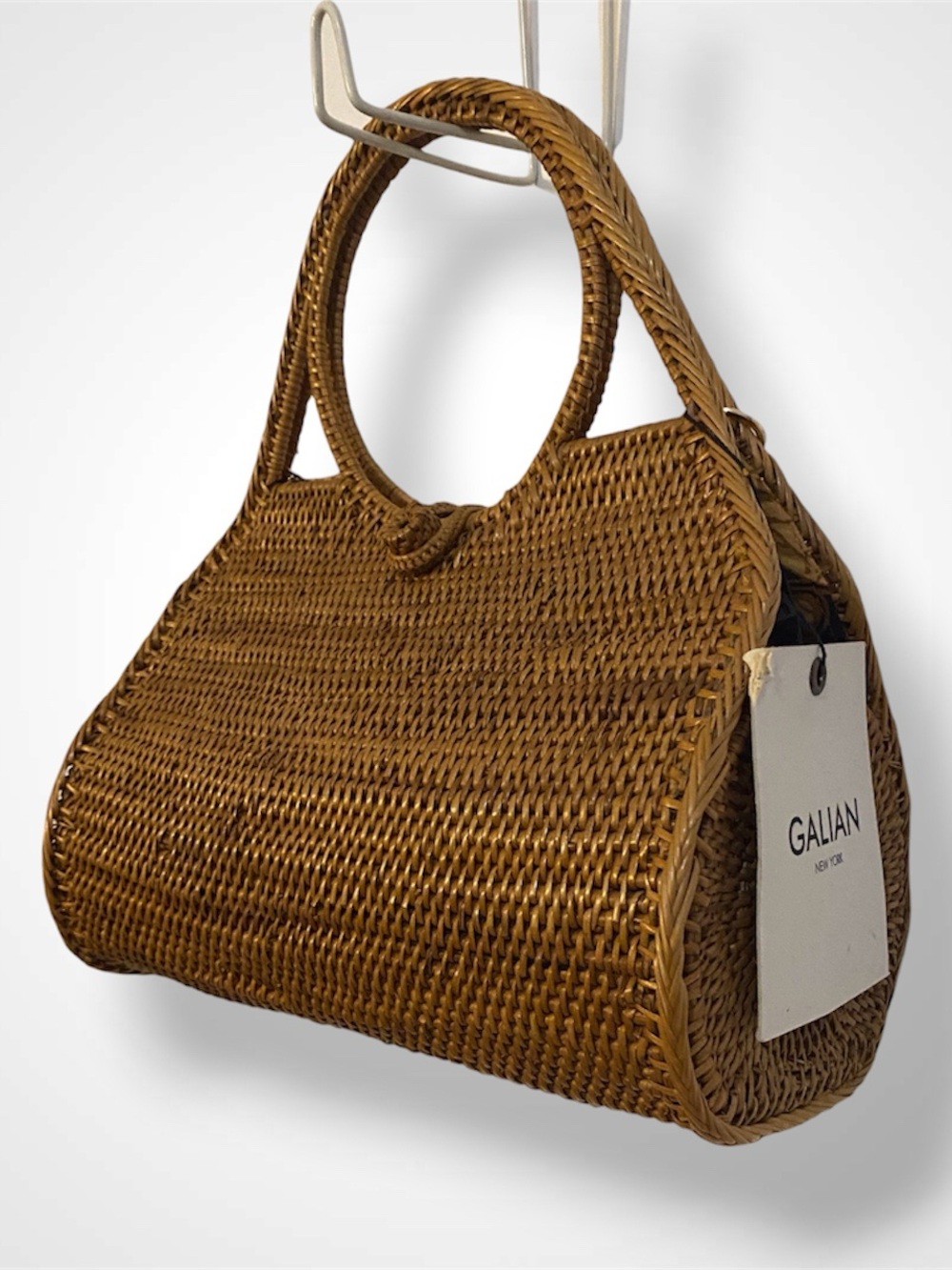 Galian Woven Round-Handle Bag in Warm Brown
